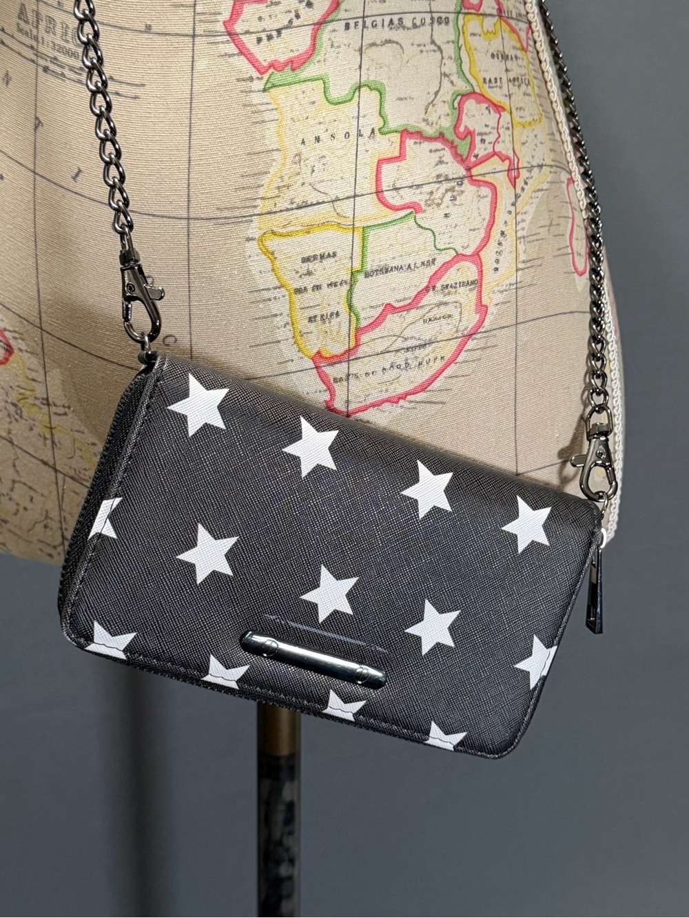 Call It Spring Black Crossbody wallet Bag with White Star Print